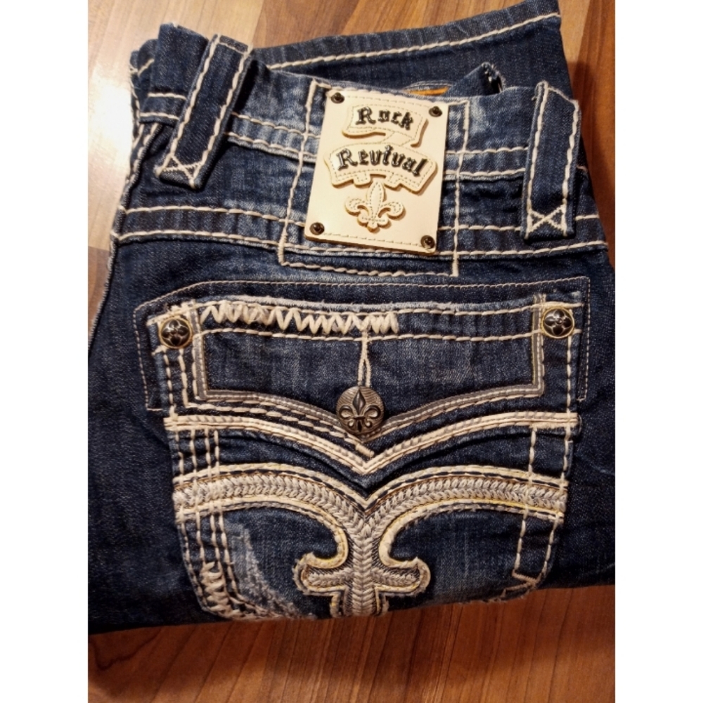 Rock Revival 32x31 boot cut Jarrow blue jeans straight men's
